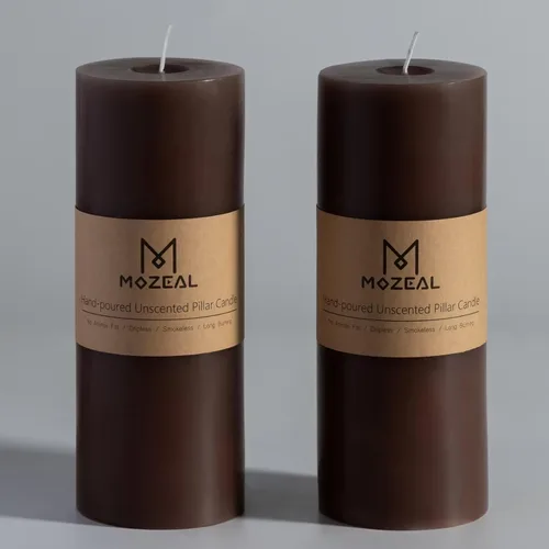 Miniatura 101 de MOZEAL Velas grandes sin perfume vertidas a mano de 3 x 8 pulgadas, sin humo, juego de 2, combustión lenta, sin goteo, aproximadamente 150 horas