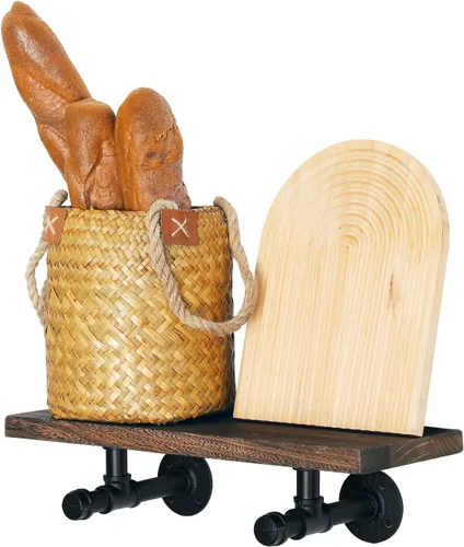Miniatura 6 de Soportes de estante de tubo industrial de 3/4", soportes de estantería DIY de hierro negro montados en pared para colgar, soportes de tubería