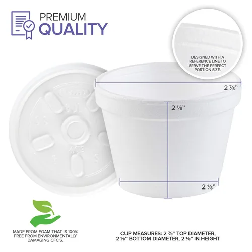 Miniatura 3 de Stock Your Home Cuencos de espuma de 4 onzas con tapas (100 unidades) – Vasos aislados para llevar, recipientes para sopa, avena, helado - Para