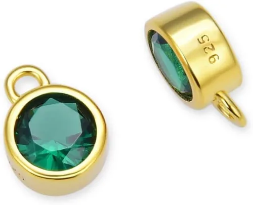 Adabele Auténtico colgante de plata de ley chapada en oro amarillo de 18 quilates con circonia cúbica redonda pequeña de 4 mm y 6 mm, engastada en