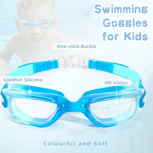 Miniatura 2 de Freela Gafas de natación para niños, paquete de 2 gafas de natación para niños de 3 a 14 años, gafas de natación para niños y niñas, antivaho