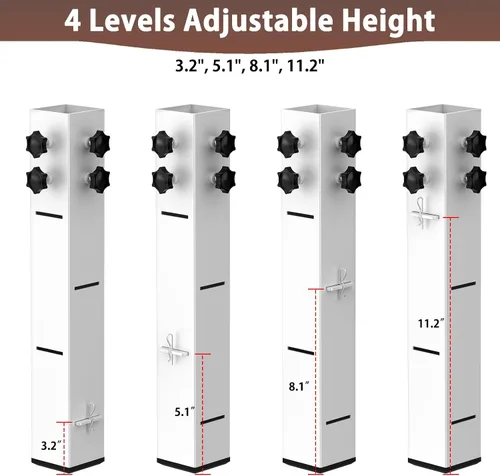 Miniatura 5 de Elevadores de cama de acero al carbono de grado superior 2025 de 2.3 pulgadas de diámetro, altura ajustable