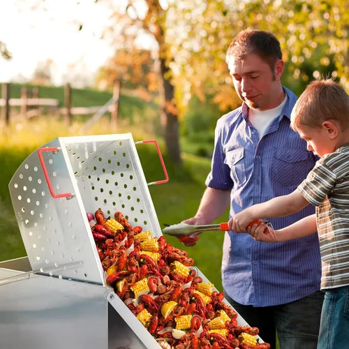 Miniatura 10 de Creole Feast CFB3001 Caldera de cangrejos al aire libre de 70 QT con paleta agitadora y ruedas, caldera de mariscos resistente con soporte