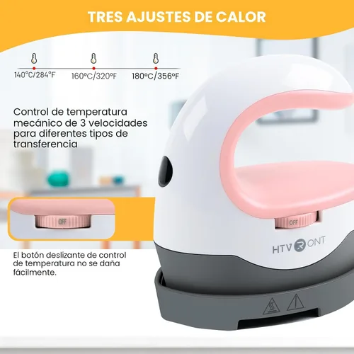 Miniatura 2 de HTVRONT Mini máquina de prensa de calor, pequeña prensa de calor portátil, máquina de prensa de hierro para camisetas, sombreros, proyectos de Rosa