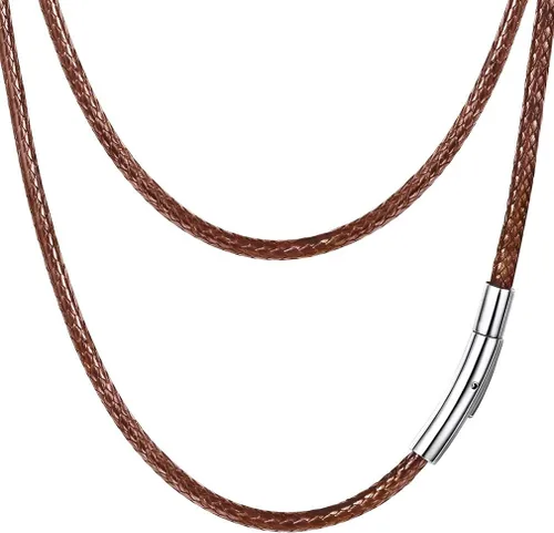 Miniatura 7 de PROSTEEL Collar de cuero impermeable para hombre, 0.079 in/0.118 in, 16 a 30 pulgadas, con cierre de acero inoxidable, cadena de bricolaje