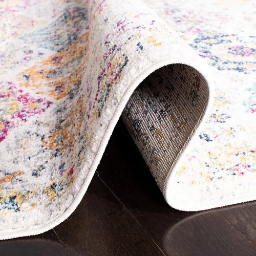 Miniatura 5 de SAFAVIEH Madison Collection - Alfombra de pasillo, 2 pies 3 pulgadas x 12 pies, color crema y multicolor, diseño bohemio desgastado elegante,