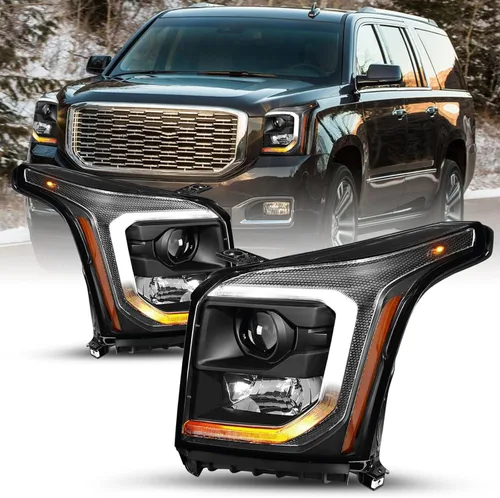 Miniatura 11 de SOCKIR Conjunto de faros delanteros y antiniebla para GMC YUKON SLT 2015-2020, SLE/Yukon XL SLT, SLE OE - Par de faros halógenos de fábrica, carcasa