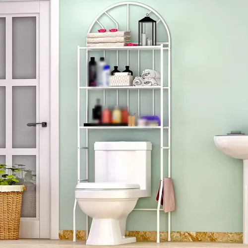 Estante de almacenamiento de 3 niveles sobre el inodoro, soporte organizador de baño, estante de metal ahorrador de espacio, estante independiente