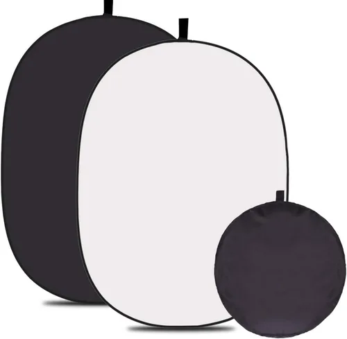 4.92X3.28 pies (1.5mX1m) 2 en 1 Reflector plegable de muselina de poliéster negro y blanco, fondo de fotografía portátil, reversible, con bolsa de