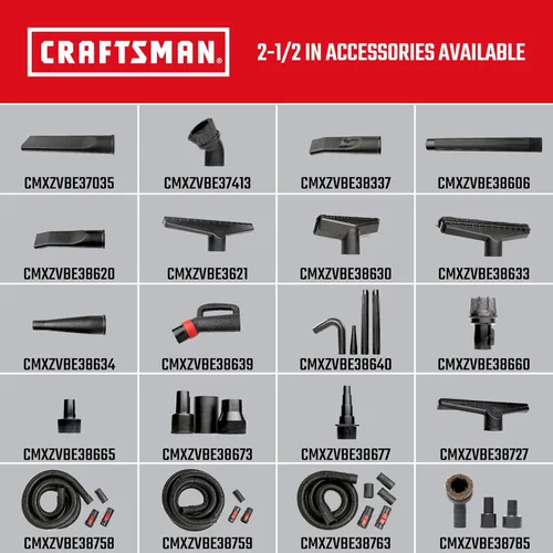 Miniatura 5 de CRAFTSMAN CMXZVBE38758 - Kit de accesorios para manguera de aspiradora seca y húmeda POS-I-LOCK de 2-1/2 pulgadas x 13 pies, manguera de repuesto