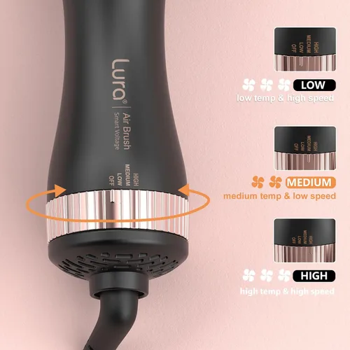 Miniatura 5 de Cepillo secador de pelo automático de doble voltaje con enchufe europeo, mini cepillo secador de pelo de viaje para mujeres, portátil, ligero, de un