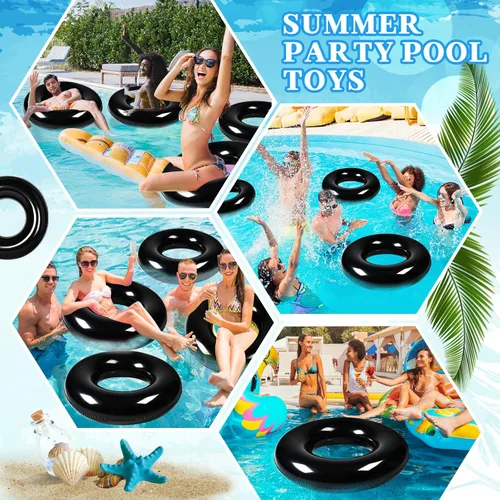 Miniatura 6 de JellyArch 6 piezas de flotadores inflables para piscina de 28 pulgadas, tubo de natación a granel para adultos, flotadores de piscina