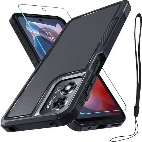 Miniatura 35 de Funda compatible con Moto G 5G 2024, cuerpo completo, resistente, resistente, a prueba de golpes, con correa de cordón, protector de pantalla