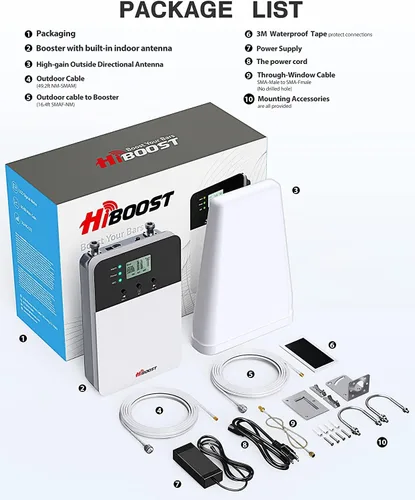 Miniatura 7 de HiBoost Amplificador de teléfono celular para Verizon, AT&T y T Mobile Cell Signal Booster para cobertura del hogar de hasta 4000 pies cuadrados