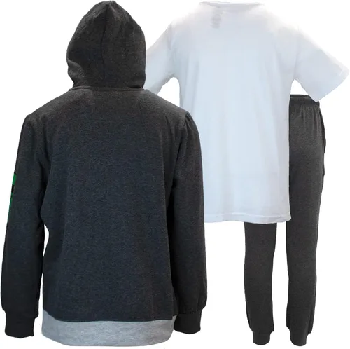 Miniatura 8 de Minecraft Creeper - Conjunto de 3 piezas para niños, sudadera con capucha y cremallera, camiseta de manga corta y pantalones deportivos