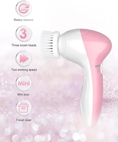 Miniatura 2 de Cepillo eléctrico de limpieza facial para mujeres, limpiador facial 3 en 1 y cepillo exfoliante con 3 cabezales de cepillo, 2 velocidades, cepillo