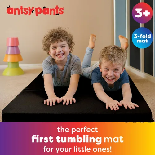 Miniatura 2 de Antsy Pants Colchoneta de gimnasia para niños, fácil de limpiar, resistente, plegable, acolchada, ligera, portátil, equipo de gimnasia para juego