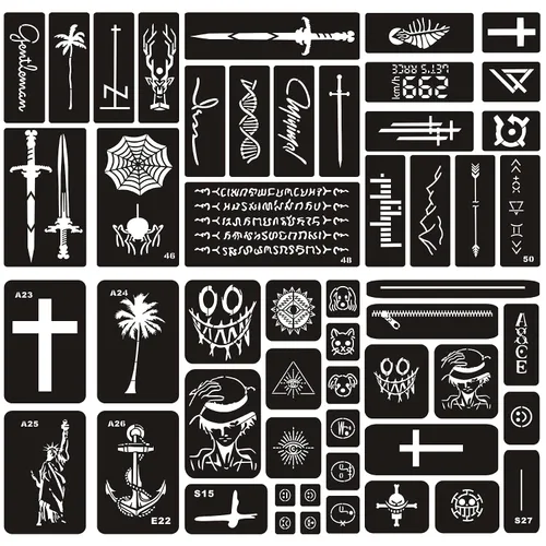 Miniatura 12 de Kotbs 6 hojas de plantillas temporales de tatuaje, 34 piezas de plantillas de tatuajes de henna con patrón de tótem de tigre y lobo, plantillas