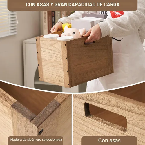 Miniatura 7 de KIRIGEN Cubo de Almacenamiento de Madera Apilable /Cesta/ Contenedores Organizador para Hogar Libros Ropa Juguetes Sistema de Almacenamiento Modular