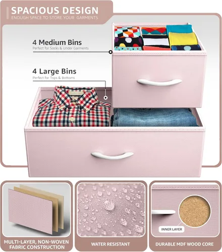 Miniatura 5 de Sorbus Cómoda con 8 cajones – Cómoda de almacenamiento de muebles para niños, adolescentes, dormitorio, guardería, sala de juegos, ropa, juguetes