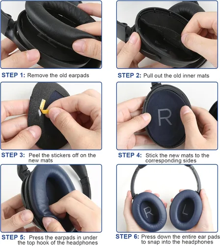 Miniatura 59 de Almohadillas para los oídos para Bose QuietComfort 45 QC45 QC35 ii QC35, cojines de cuero de piel de cordero para auriculares profesionales, QC45