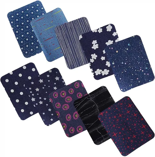 Parches de mezclilla para planchar, parches de jeans para jeans dentro y fuera de la ropa para reparación y decoración (10 hojas de colores 10 hojas