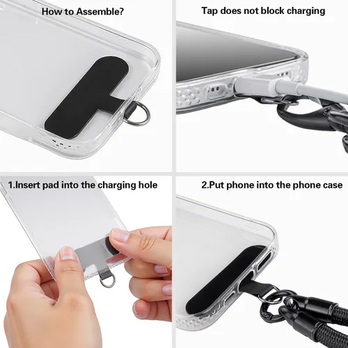 Miniatura 3 de Cordón para teléfono, correas antirrobo 3 en 1, cordón cruzado, soporte para el cuello y correa para la muñeca, correa universal desmontable