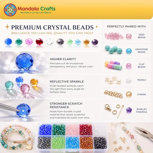 Miniatura 3 de Mandala Crafts 10 cuentas de cristal Briolette de 0.394 in de colores AB surtidos para manualidades, 150 cuentas de vidrio facetadas sueltas para 10
