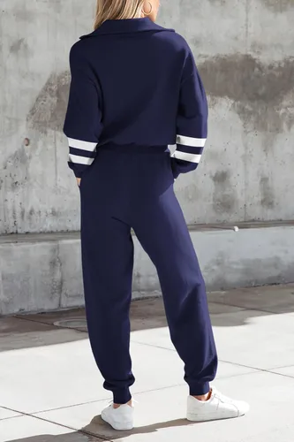Miniatura 149 de PRETTYGARDEN Conjunto de suéter de 2 piezas para mujer, sudadera con cremallera, pantalones deportivos, ropa casual