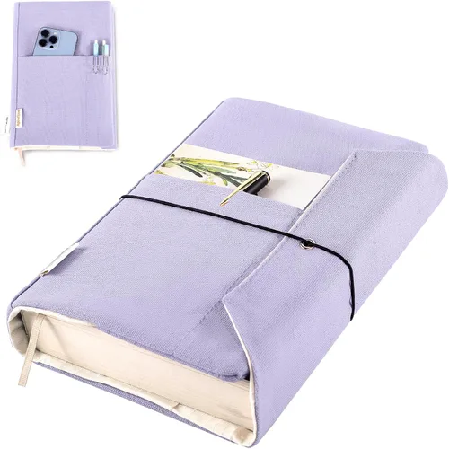 Miniatura 16 de Fundas de libro de lienzo, protector de libro lavable, funda de libro para novelas de tapa blanda, funda de libro ajustable para tapa dura