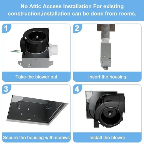 Miniatura 6 de Tech Drive Extractor de baño muy silencioso – 70 CFM, 2.0 Sone, no necesita acceso al ático, certificado Energy Star, fácil de instalar, conducto