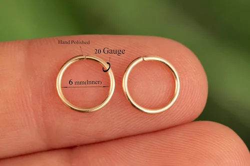 Miniatura 94 de Aretes de aro de oro de plata – Aretes de aro para mujer, dos piezas de aros de plata fina rellenos de oro, aro de hélice, anillo de tragus, aro