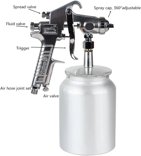 Miniatura 6 de Pistola de agua de alta presión con tanque de 1000 cc, boquillas de 2 mm, 2.5 mm, 3 mm, plateado