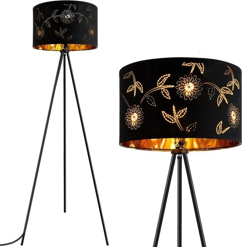 Miniatura 8 de BoostArea Lámpara de pie, lámpara de pie con trípode, bombilla LED de 8W, pantalla decorativa, lámpara de pie estilo de mediados de siglo para sala