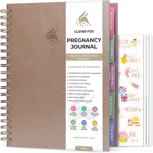 Miniatura 18 de Clever Fox Diario de embarazo y libro de recuerdos – Agenda de embarazo y cuaderno para futuras mamás – Recuerdo del bebé, regalo para madres