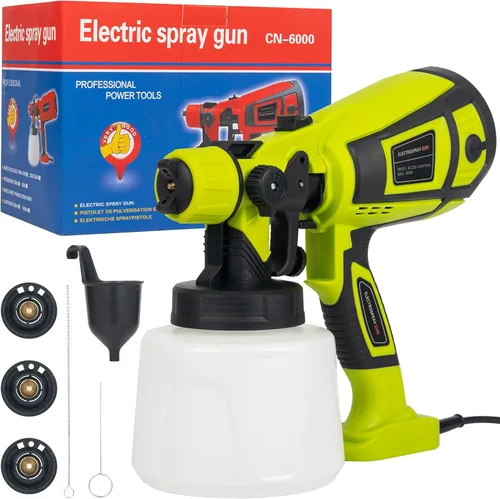 Avsty Pistola pulverizadora de pintura eléctrica, pulverizador HVLP de 850 W de alta potencia con contenedor, boquillas y patrones de pulverización,
