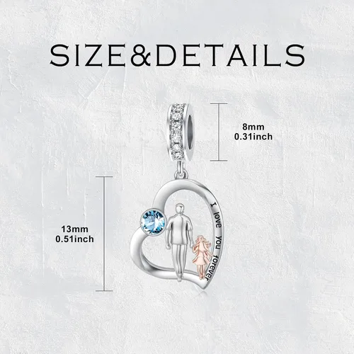 Miniatura 224 de PROESS Dije para padre, madre e hija, pulsera de plata de ley para pulseras, regalos de cumpleaños, día de San Valentín, para hija, madre, amante