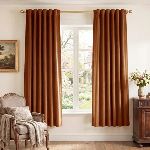 Miniatura 56 de StangH - Cortinas opacas de terciopelo con pestaña trasera, aislamiento térmico, para puerta corrediza, dormitorio, telón de fondo, estudio, teatro