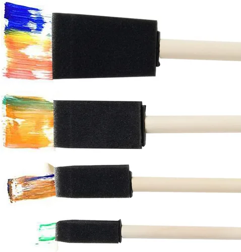 Miniatura 8 de conda Paquete de 50 pinceles de espuma de 0.5 a 2 pulgadas de diferentes tamaños, juego de pinceles de pintura con mango de madera, ligero