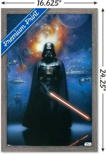 Miniatura 3 de Trends International Star Wars: Saga - Póster de pared de Vader in Space, 14.725 x 22.375 pulgadas, versión enmarcada de madera de granero