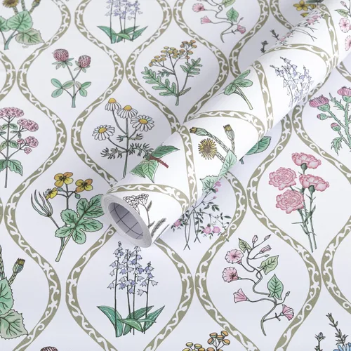Miniatura 10 de Abyssaly Papel tapiz vintage para despegar y pegar, papel de contacto floral para decoración de revestimiento de estantes de dormitorio