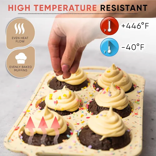 Miniatura 7 de BAKE BOSS Molde de Silicona Confetti para Muffins Jumbo de 6 Cavidades–Moldes Antiadherentes para Cupcakes para Hornear, Moldes de Silicona Grandes