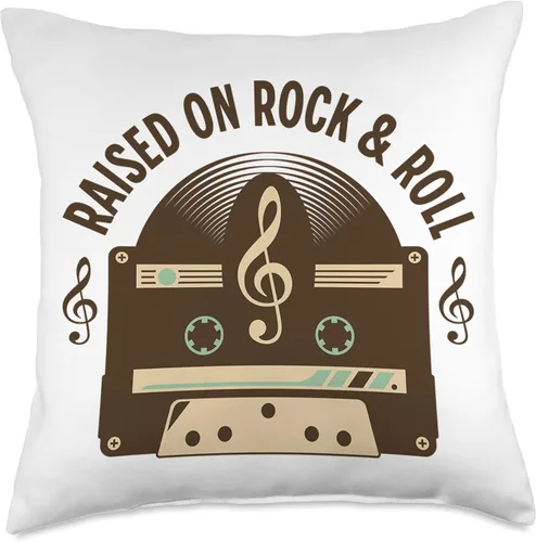 Miniatura 4 de Rock and Roll by KD Almohada de música de Rock and Roll con diseño de casetes de discos y discos de disco de LPs, 16 x 16 pulgadas, multicolor