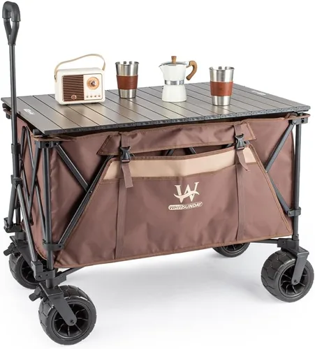Miniatura 7 de Whitsunday - Carro plegable de alta resistencia con ruedas todo terreno, 200 kg Carro plegable de utilidad para camping, parque con mesa para playa