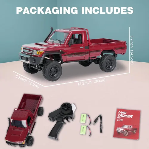 Miniatura 6 de MN-82 RC Rock Crawler Coche Camioneta Toyota Escala 1/12, Camión de Control Remoto Todoterreno 4WD 2.4GHz, Modos de 2 Velocidades, 2×1200mAh