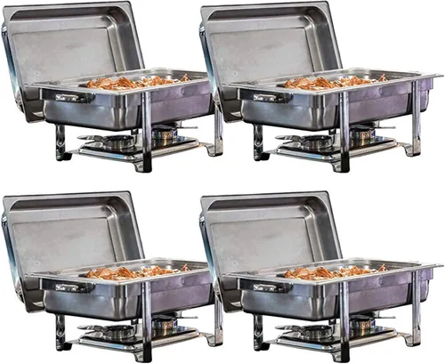 Miniatura 10 de TigerChef - Calentador de alimentos – Platos de acero inoxidable – Juego de bufé de platos de roce – Juegos de calentador de bufé y calentador