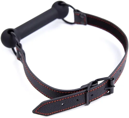 Miniatura 3 de CLROY® Juguetes de cuero para bondage, mordaza de boca abierta de piel sintética con barra de silicona, restricciones de bondage, mordida, juguetes