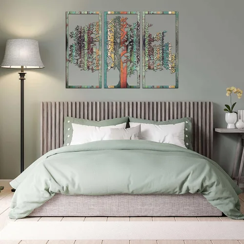 Miniatura 4 de Venovez Arte de pared de árbol de la vida, 3 piezas, color (metal y madera), árbol náutico de la vida, colgante de pared