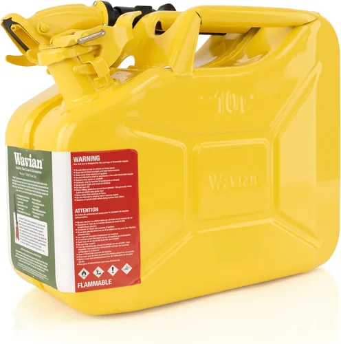 Wavian USA JC0010BVS NATO auténtico garrafón para combustible y sistema de pico de vertido (10 litros), Amarillo