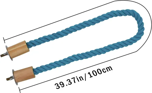 Miniatura 6 de Paquete de 2 perchas y columpios de cuerda para pájaros, jaula de pájaros, accesorios de poste de escalada, juguete de escalada para loros, Azul